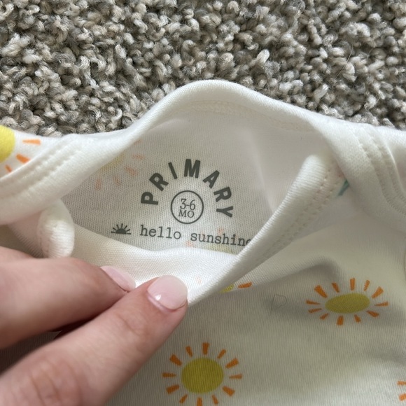Primary White Bodysuit with Yellow Suns and Rainbow Print - Picture 2 of 3